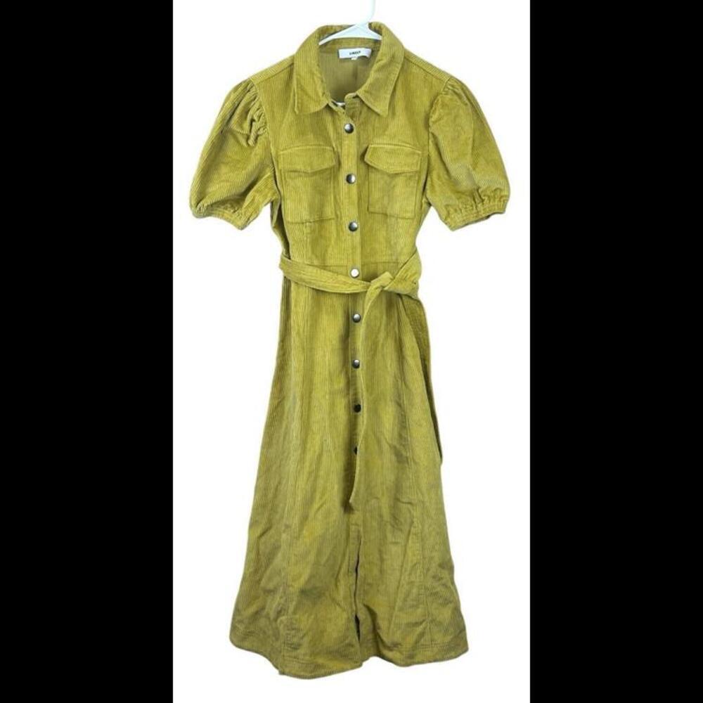 LIKELY Lanie Dress Yellow Corduroy Size 6 Mustard Short Sleeve Midi‎ Twee
